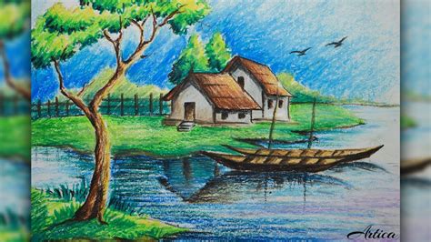 oil painting village|How to Draw a Village Landscape with Oil Pastel .
